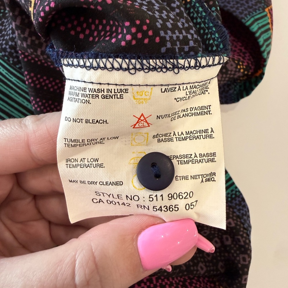 Alia Patchwork Geometric Button Down Size 16 Abstract 90s Vintage Grunge Indie - Picture 9 of 9